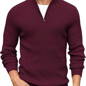 DENIMHOLIC Men High Neck Zipper Full Sleeve Cotton Knitted Winter Sweater